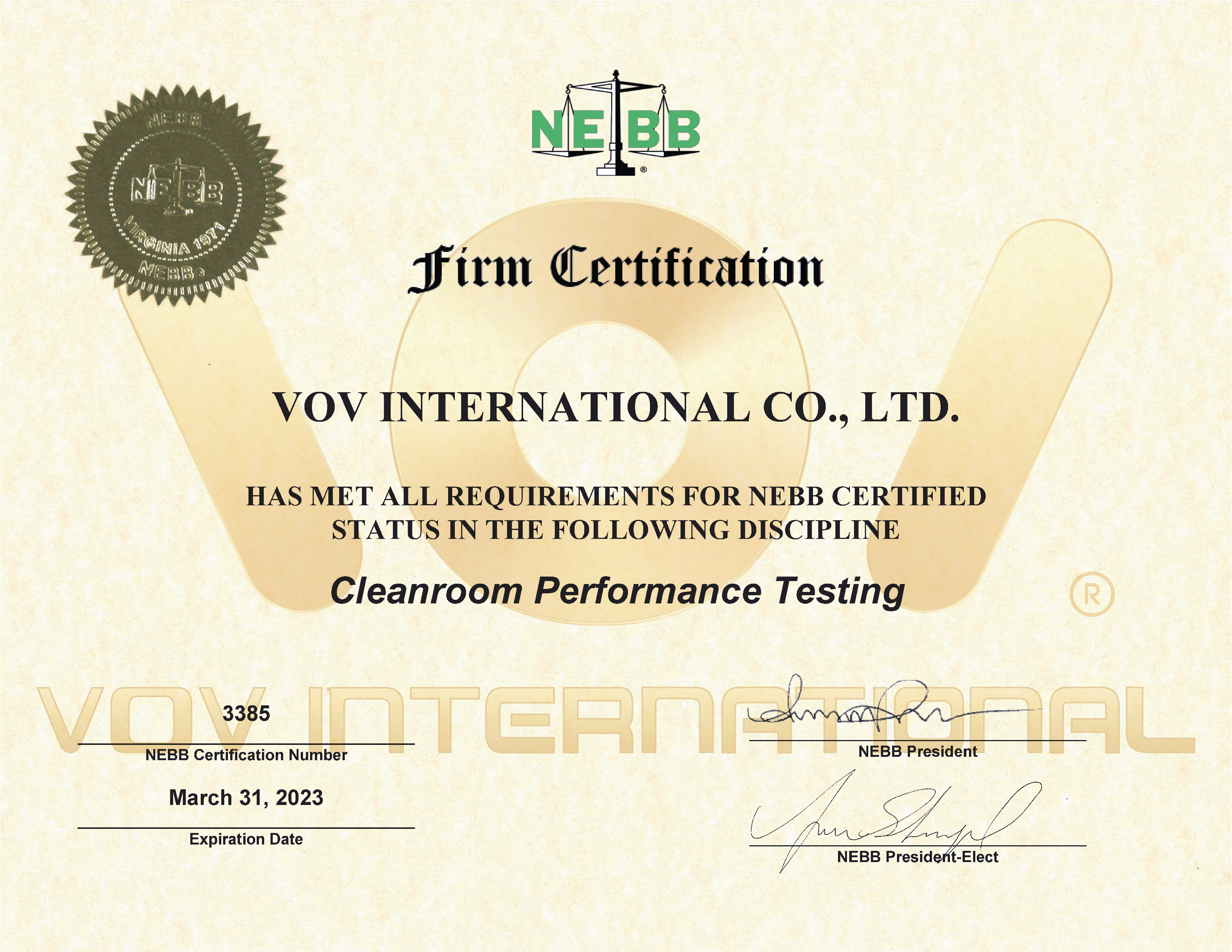 NEBB Certified Firm Reg. No. CR 3385